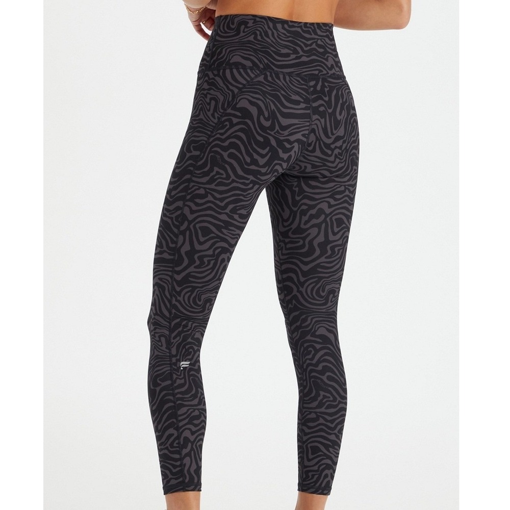 Fabletics PowerHold 7/8 Leggings L Grey Black Zebra Activewear Sculpting Edgy